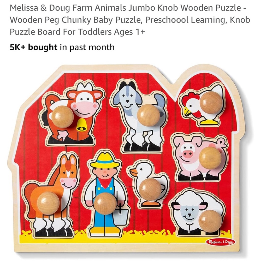 Melissa & Doug Farm Animals Wooden Puzzle